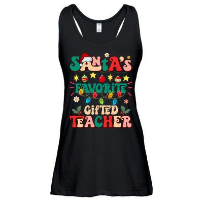 Retro Groovy SantaS Favorite Gifted Teacher Light Christmas Ladies Essential Flowy Tank