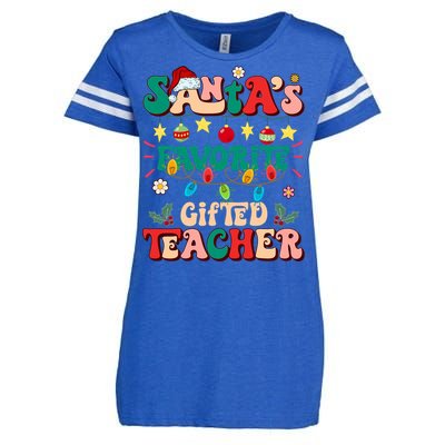 Retro Groovy SantaS Favorite Gifted Teacher Light Christmas Enza Ladies Jersey Football T-Shirt