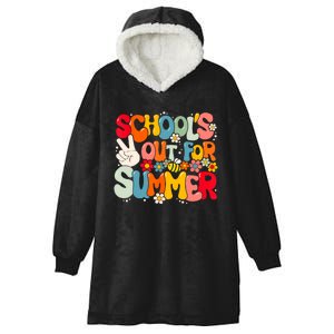 Retro Groovy Schools Out For Summer Graduation Teacher Hooded Wearable Blanket