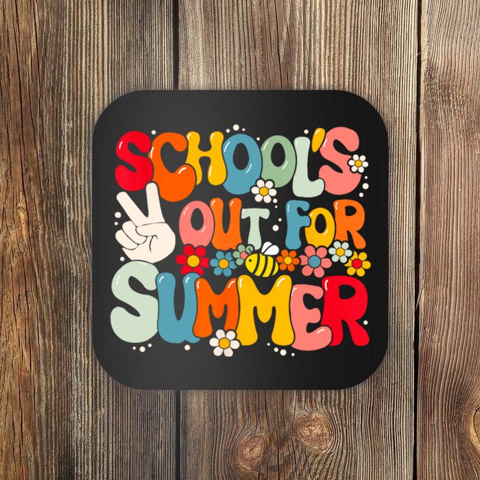 Retro Groovy Schools Out For Summer Graduation Teacher Coaster