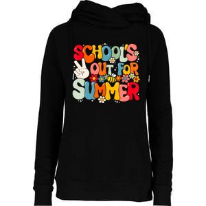 Retro Groovy Schools Out For Summer Graduation Teacher Womens Funnel Neck Pullover Hood