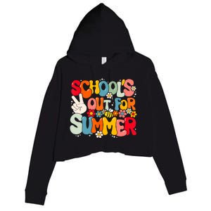 Retro Groovy Schools Out For Summer Graduation Teacher Crop Fleece Hoodie