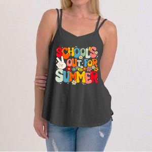 Retro Groovy Schools Out For Summer Graduation Teacher Women's Strappy Tank