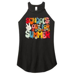 Retro Groovy Schools Out For Summer Graduation Teacher Women's Perfect Tri Rocker Tank