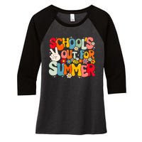 Retro Groovy Schools Out For Summer Graduation Teacher Women's Tri-Blend 3/4-Sleeve Raglan Shirt