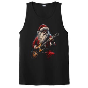 Rock Guitar Santa Claus Playing Guitar Funny Christmas Gift PosiCharge Competitor Tank