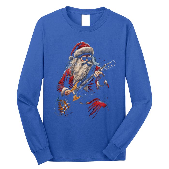 Rock Guitar Santa Claus Playing Guitar Funny Christmas Gift Long Sleeve Shirt