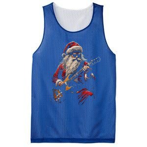 Rock Guitar Santa Claus Playing Guitar Funny Christmas Gift Mesh Reversible Basketball Jersey Tank