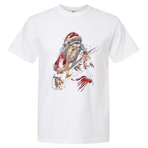 Rock Guitar Santa Claus Playing Guitar Funny Christmas Gift Garment-Dyed Heavyweight T-Shirt