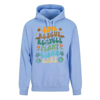 Retro Groovy Save Bees Rescue Animals Recycle Fun Earth Day Unisex Surf Hoodie