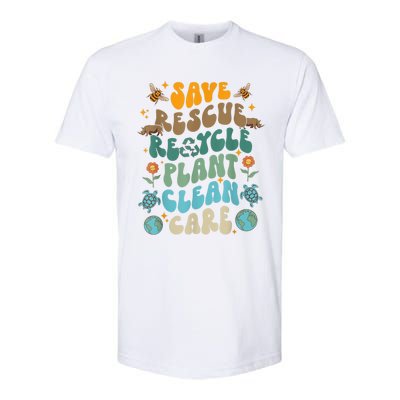 Retro Groovy Save Bees Rescue Animals Recycle Fun Earth Day Softstyle® CVC T-Shirt