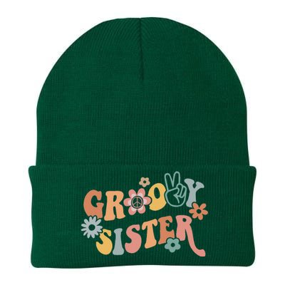 Retro Groovy Sister Matching Family 1st Birthday Party Knit Cap Winter Beanie