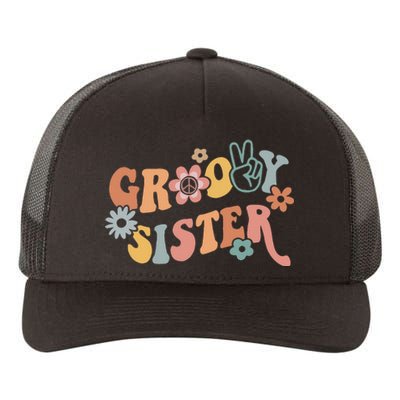 Retro Groovy Sister Matching Family 1st Birthday Party Yupoong Adult 5-Panel Trucker Hat