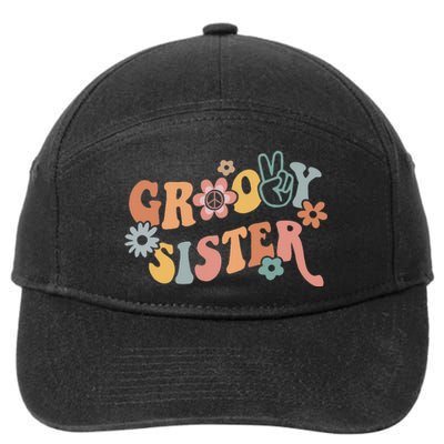 Retro Groovy Sister Matching Family 1st Birthday Party 7-Panel Snapback Hat