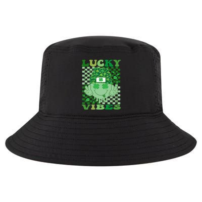 Retro Groovy St Patricks Day Lucky Vibes Hippie Smile Face Gift Cool Comfort Performance Bucket Hat