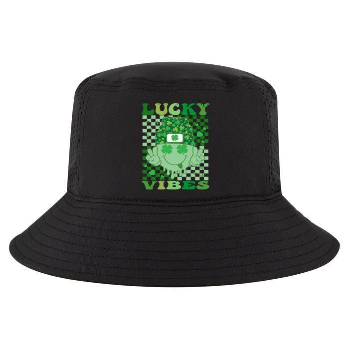 Retro Groovy St Patricks Day Lucky Vibes Hippie Smile Face Gift Cool Comfort Performance Bucket Hat