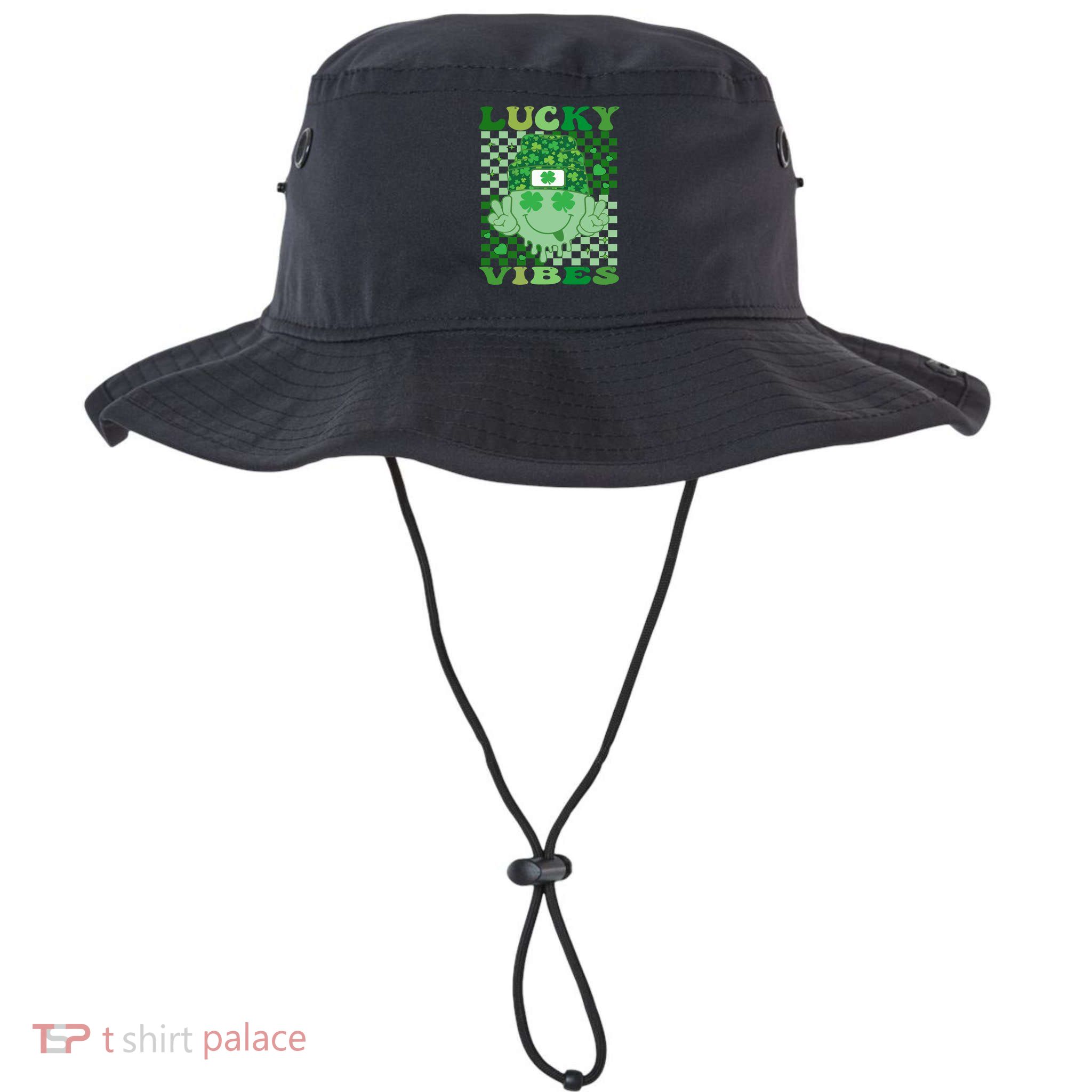 Retro Groovy St Patricks Day Lucky Vibes Hippie Smile Face Gift Bucket Hat