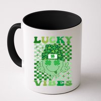 Retro Groovy St Patricks Day Lucky Vibes Hippie Smile Face Gift Mug