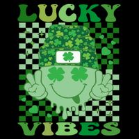 Retro Groovy St Patricks Day Lucky Vibes Hippie Smile Face Gift Drawstring Bag