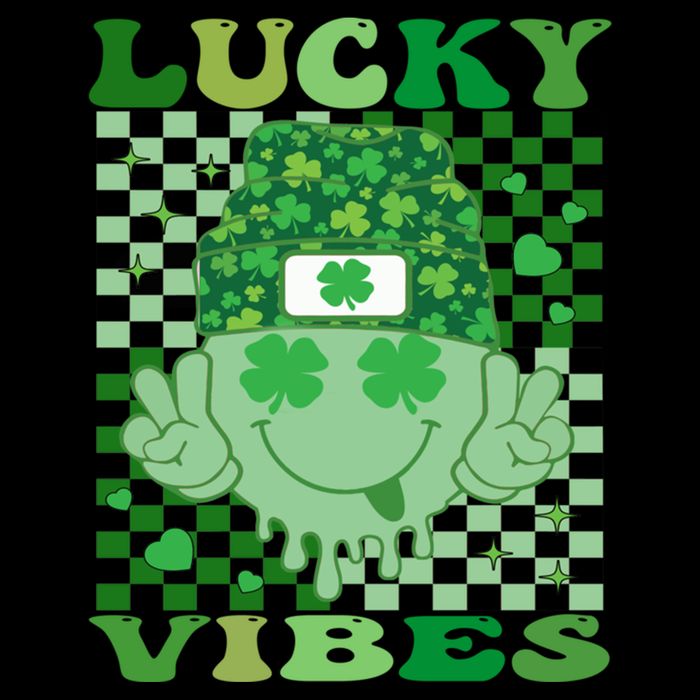 Retro Groovy St Patricks Day Lucky Vibes Hippie Smile Face Gift Flat Bill Trucker Hat