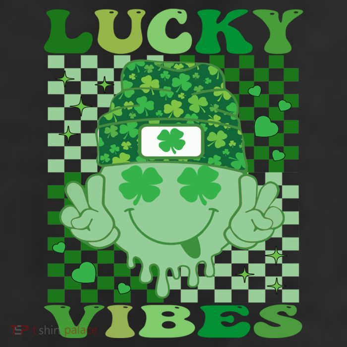 Retro Groovy St Patricks Day Lucky Vibes Hippie Smile Face Gift 25L Jumbo Tote