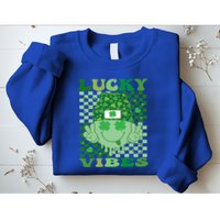 Retro Groovy St Patricks Day Lucky Vibes Hippie Smile Face Gift Sweatshirt