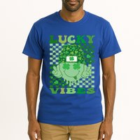 Retro Groovy St Patricks Day Lucky Vibes Hippie Smile Face Gift Tall T-Shirt