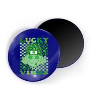 Retro Groovy St Patricks Day Lucky Vibes Hippie Smile Face Gift Magnet