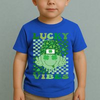 Retro Groovy St Patricks Day Lucky Vibes Hippie Smile Face Gift Toddler T-Shirt