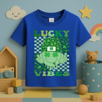 Retro Groovy St Patricks Day Lucky Vibes Hippie Smile Face Gift Toddler T-Shirt