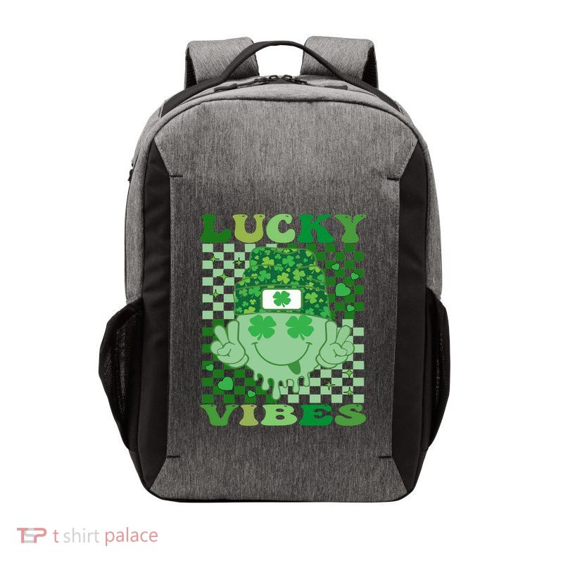 Retro Groovy St Patricks Day Lucky Vibes Hippie Smile Face Gift Vector Backpack