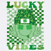 Retro Groovy St Patricks Day Lucky Vibes Hippie Smile Face Gift Garment-Dyed Sweatshirt