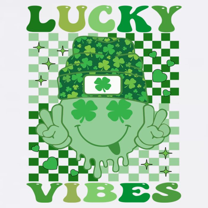 Retro Groovy St Patricks Day Lucky Vibes Hippie Smile Face Gift Garment-Dyed Sweatshirt
