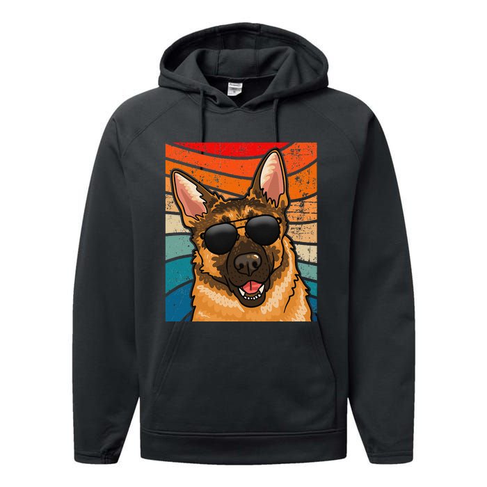 Retro German Shepherd German Shepherd Dog Performance Fleece Hoodie