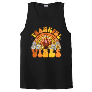 Retro Groovy Thankful Vibes Turkey Fall Thanksgiving PosiCharge Competitor Tank