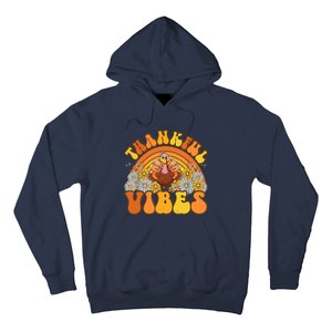 Retro Groovy Thankful Vibes Turkey Fall Thanksgiving Hoodie