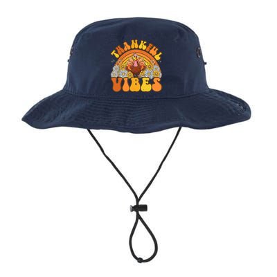 Retro Groovy Thankful Vibes Turkey Fall Thanksgiving Legacy Cool Fit Booney Bucket Hat