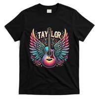Retro Groovy Taylor First Name Personalized 80S Girl T-Shirt