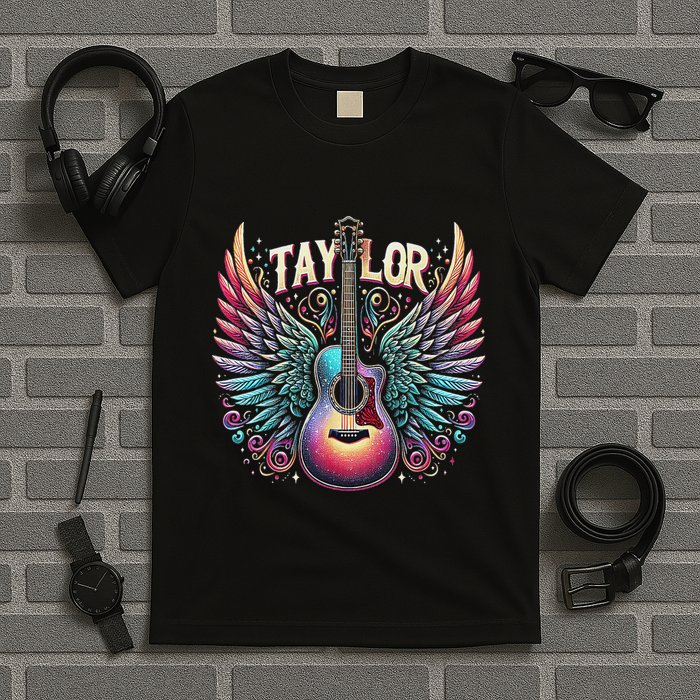 Retro Groovy Taylor First Name Personalized 80S Girl T-Shirt