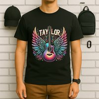 Retro Groovy Taylor First Name Personalized 80S Girl T-Shirt
