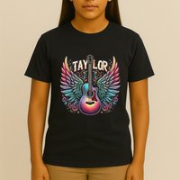 Retro Groovy Taylor First Name Personalized 80S Girl T-Shirt