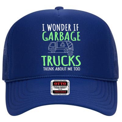 Recycling Garbage Truck Trash Collector Recycle Earth Day High Crown Mesh Back Trucker Hat