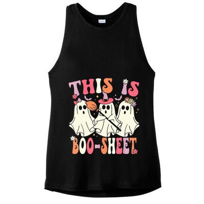 Retro Groovy This Is Some Boo Sheet Halloween Ghost Funny Ladies PosiCharge Tri-Blend Wicking Tank