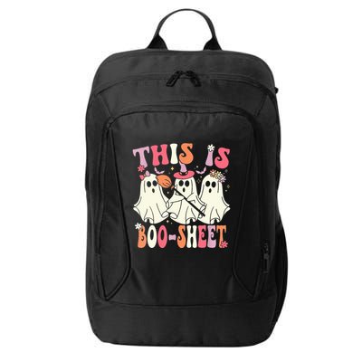 Retro Groovy This Is Some Boo Sheet Halloween Ghost Funny City Backpack