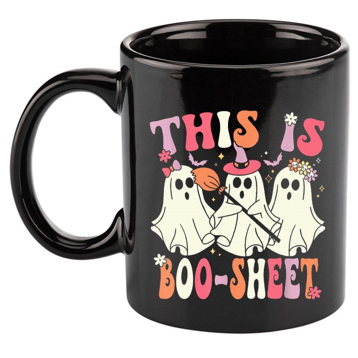 Retro Groovy This Is Some Boo Sheet Halloween Ghost Funny 11oz C Handle Ceramic Mug