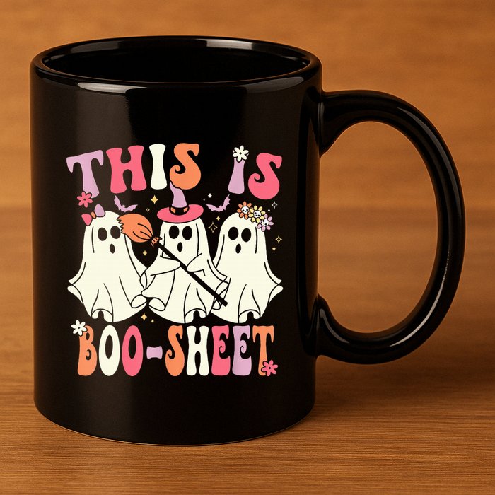 Retro Groovy This Is Some Boo Sheet Halloween Ghost Funny 11oz C Handle Ceramic Mug