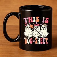 Retro Groovy This Is Some Boo Sheet Halloween Ghost Funny 11oz C Handle Ceramic Mug
