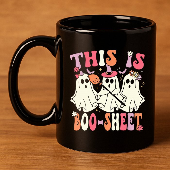 Retro Groovy This Is Some Boo Sheet Halloween Ghost Funny 11oz C Handle Ceramic Mug