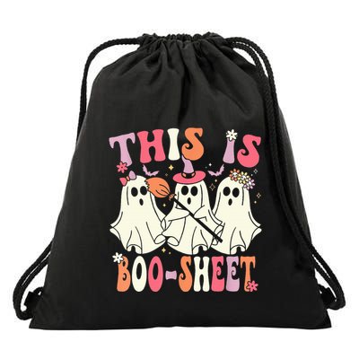 Retro Groovy This Is Some Boo Sheet Halloween Ghost Funny Drawstring Bag