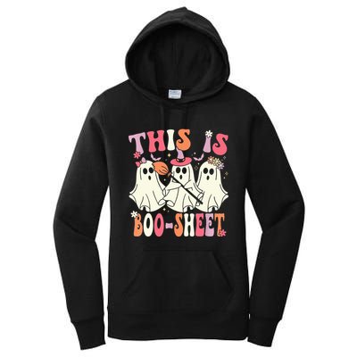 Retro Groovy This Is Some Boo Sheet Halloween Ghost Funny Women's Pullover Hoodie